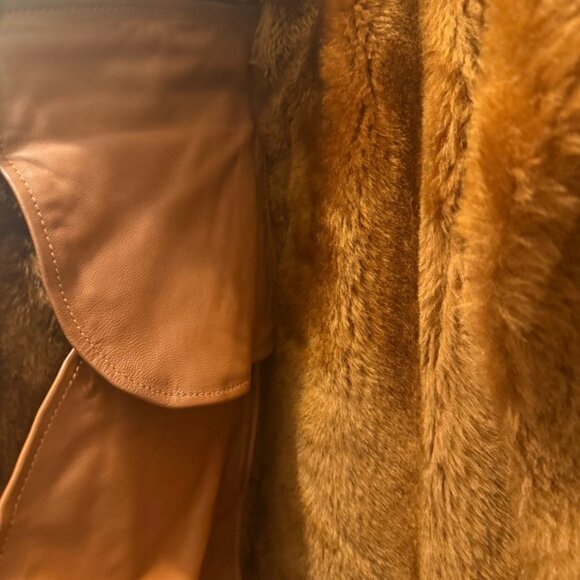 The Arrivals Moya Leather & Shearling Trim Jacket Brown- Size Large - Picture 7 of 13